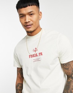 Бежевая футболка с принтом и названием города на груди ASOS DESIGN-Бежевый