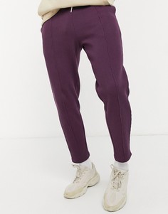 Суженные книзу джоггеры бордового цвета с вафельной фактурой и контрастным поясом ASOS DESIGN-Сиреневый