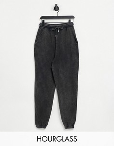 Джоггеры выбеленного черного цвета в стиле oversized с эффектом кислотной стирки ASOS DESIGN Hourglass-Черный цвет
