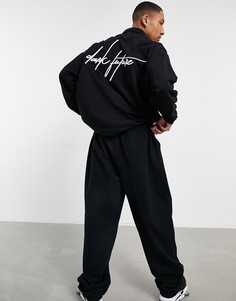 Черная рубашка в стиле oversized из плотного трикотажа с вышитым логотипом ASOS Dark Future-Черный цвет