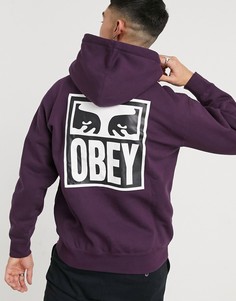 Фиолетовый худи с принтом логотипа с глазами на спине Obey-Сиреневый