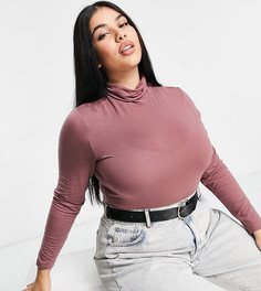 Темно-розовое боди с отворачивающимся воротником Vero Moda Curve-Розовый цвет