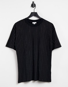 Черная футболка в стиле oversized с отделкой кристаллами Topshop-Черный цвет