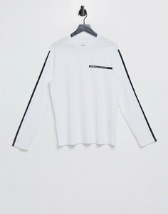 Белая рубашка с длинными рукавами и принтом полосок Armani Exchange-Белый