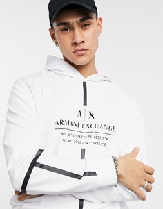 Худи белого цвета без застежки с логотипом Armani Exchange-Белый