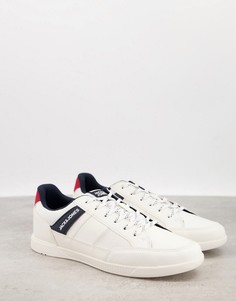 Белые кроссовки из искусственной кожи с логотипом на полоске сбоку Jack & Jones-Белый