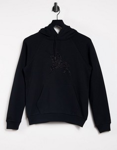 Худи черного цвета с вышитым бисером логотипом Polo Ralph Lauren-Черный цвет