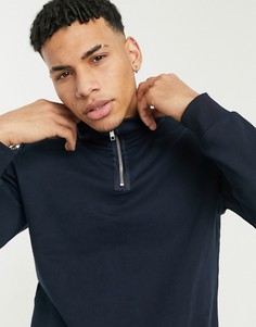 Темно-синий свитшот с короткой молнией Jack & Jones Premium-Черный цвет