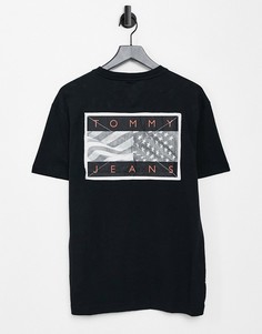 Черная футболка с логотипом-флагом на груди и спине Tommy Jeans-Черный цвет