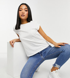 Белая футболка с отворотами River Island Petite-Белый