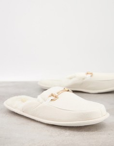 Кремовые слиперы-мюли с отделкой уздечкой Truffle Collection-Кремовый