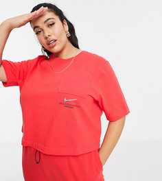 Красная oversized-футболка с логотипом-галочкой Nike Plus-Красный