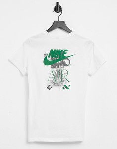 Белая футболка с короткими рукавами и графическим принтом на спине Nike-Белый
