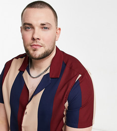 Рубашка классического кроя в полоску в стиле ретро с отложным воротником ASOS DESIGN Plus essential-Темно-синий