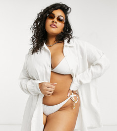 Белая пляжная рубашка из фактурной ткани на пуговицах ASOS DESIGN Curve-Белый