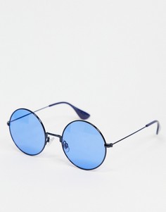 Круглые солнцезащитные очки с синей оправой AJ Morgan-Голубой