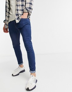 Темно-синие джинсы скинни Bershka-Голубой