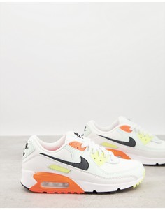 Кремовые кроссовки с оранжевыми вставками Nike Air Max 90-Оранжевый цвет