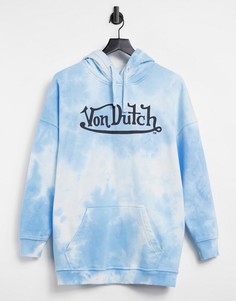 Худи в стиле oversized с рисунком тай дай Von Dutch-Голубой