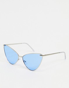 Серебристые солнцезащитные очки «кошачий глаз» с голубыми линзами AJ Morgan-Серебристый