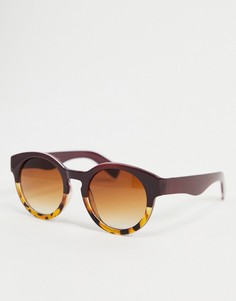 Круглые солнцезащитные очки в бордовой и черепаховой оправе в стиле омбре AJ Morgan-Красный