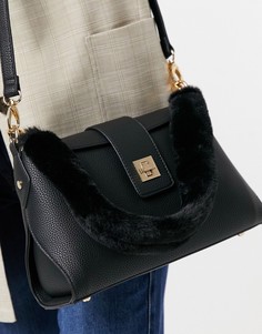 Черная сумка на плечо с ремешком из искусственного меха Dune Diggie-Черный цвет
