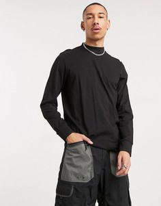 Черный лонгслив с высоким воротником Jack & Jones Originals-Черный цвет