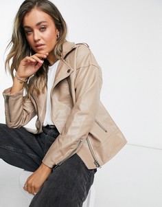 Куртка из искусственной кожи светло-бежевого цвета Cotton:On-Светло-бежевый