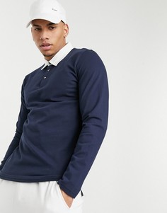 Темно-синее поло регби с контрастным воротником Jack & Jones Premium-Черный цвет