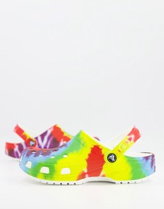 Розовые классические кроксы с принтом тай-дай Crocs-Розовый цвет