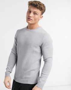 Светло-серый джемпер из хлопкового трикотажа средней плотности ASOS DESIGN