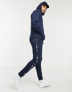 Темно-синие джоггеры с отделкой тесьмой от комплекта Jack & Jones Core Performance-Темно-синий