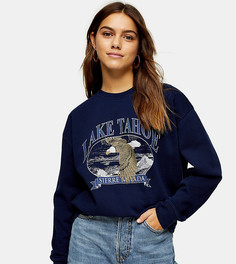Темно-синий свитшот с принтом "Lake Tahoe" Topshop Petite-Голубой