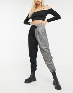 Многоцветные строгие брюки с контрастным ступенчатым поясом Bershka-Многоцветный