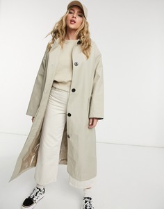 Светло-бежевый oversized-тренч бойфренда ASOS DESIGN Hero-Зеленый цвет
