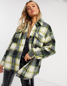 Шакет в разную клетку зеленого цвета Bershka-Зеленый цвет