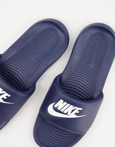 Темно-синие шлепанцы Nike Victori One-Темно-синий