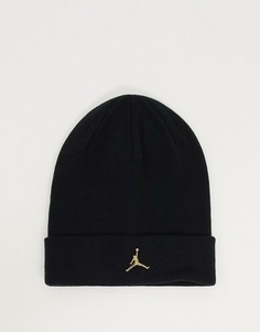 Черная шапка-бини с отворотом Nike Jordan Metal Jumpman-Черный