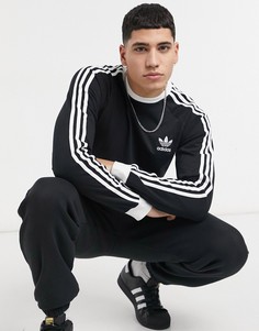 Черный лонгслив с тремя полосками adidas Originals adicolor-Черный цвет