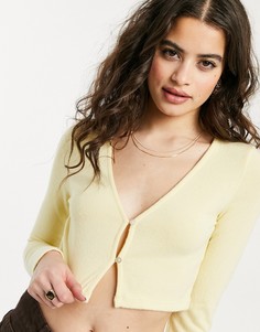 Желтый укороченный кардиган Bershka