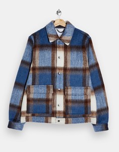 Куртка Харрингтон в синюю клетку Topman-Голубой