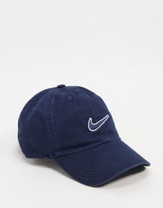 Темно-синяя бейсболка с принтом логотипа-галочки Nike-Темно-синий