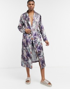 Атласный халат с принтом от комплекта ASOS DESIGN-Многоцветный