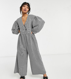 Свободный комбинезон в мелкую клетку ASOS DESIGN Petite-Многоцветный