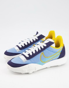 Кроссовки в синих и черных тонах Nike Waffle Racer 2x-Голубой