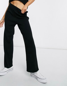 Черные широкие вязаные брюки New Look-Черный цвет