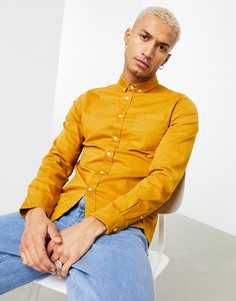 Узкая джинсовая рубашка горчичного цвета ASOS DESIGN-Желтый