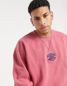 Розовый свитшот в университетском стиле Topman-Розовый цвет