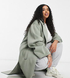 Пальто шалфейно-зеленого цвета ASOS DESIGN Curve-Зеленый цвет
