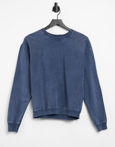 Синий свитшот с эффектом кислотной стирки Topshop-Голубой